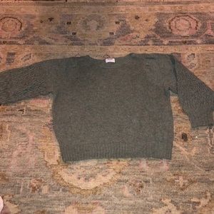 Sage green Old Navy fuzzy sweater with puffy cutout sleeves size 2x. EUC.